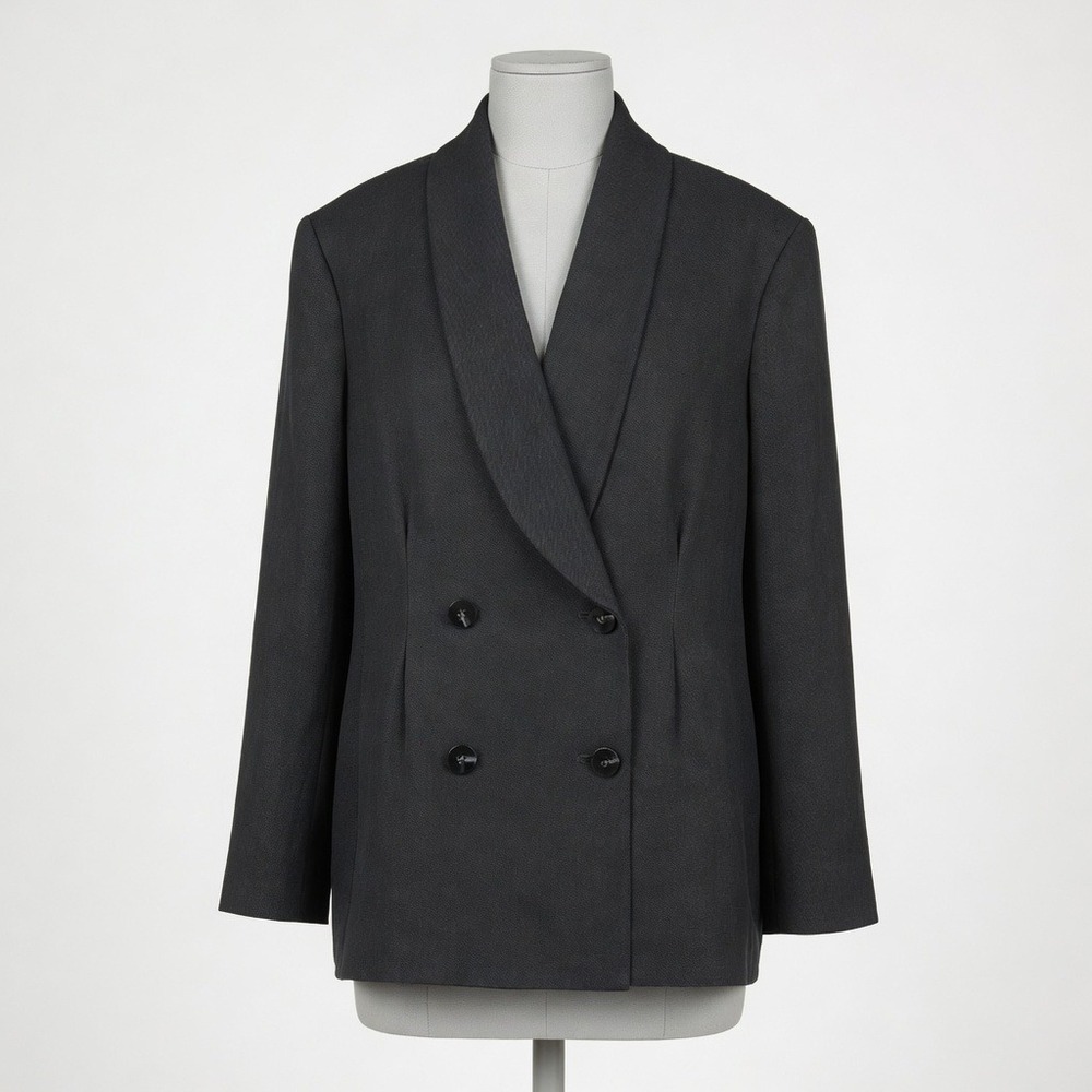 AYR Blazer Womens Small Black Double Breasted Shawl‎ Lapel Jacket